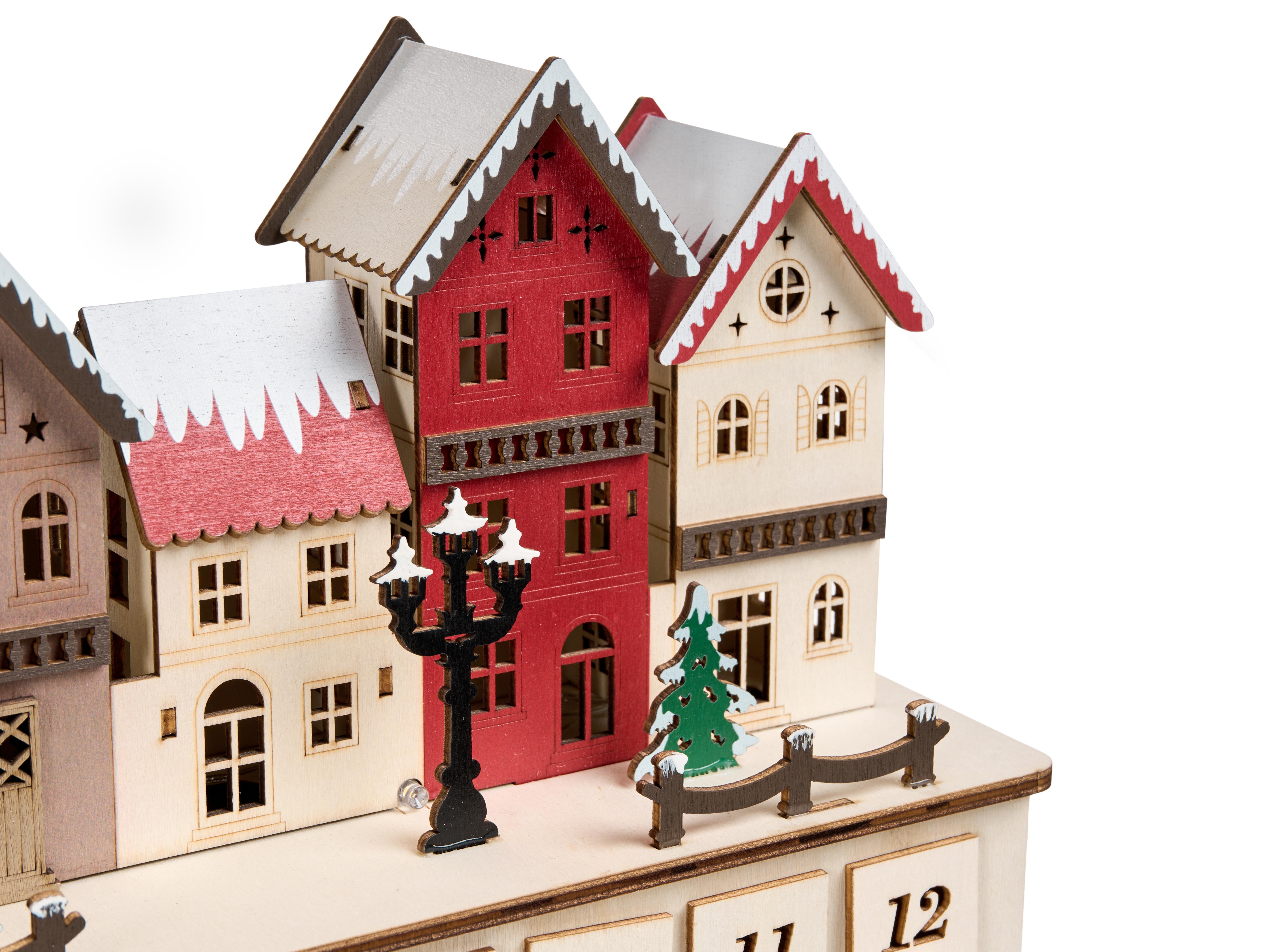 Kerstdecoratie LED VISTERFLO Adventskalender 24 cm Lichtbruin