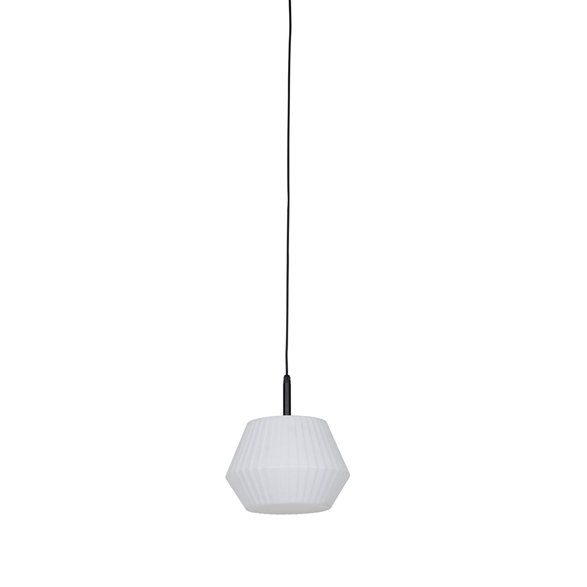 Moderne buiten hanglamp zwart met witte kap 32.9 cm IP44 - Robbert