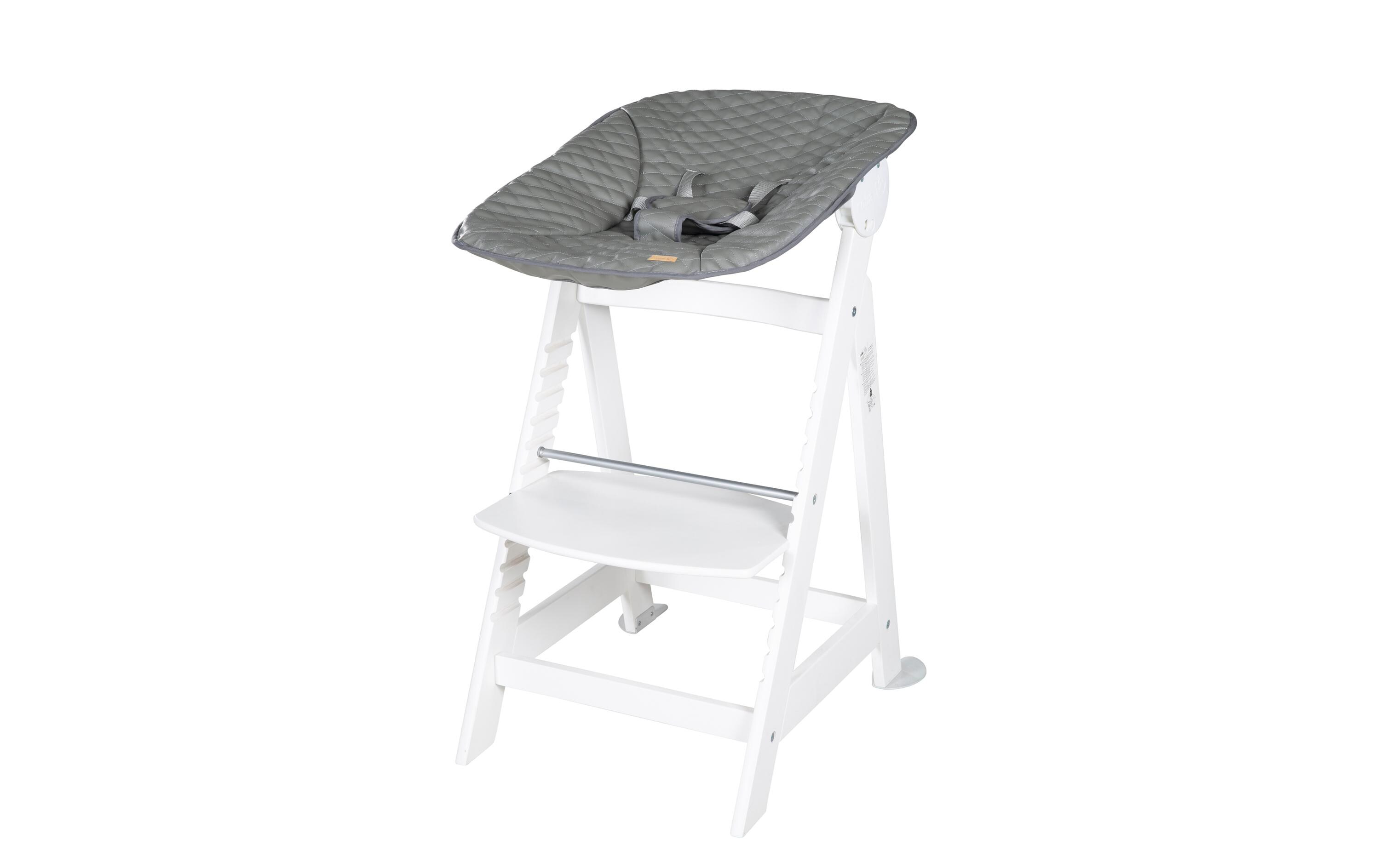 Treppenhochstuhl Born up Set 2-in-1 Weiss, Stone gesteppt<br>Hochstuhl mit Liegefunktion