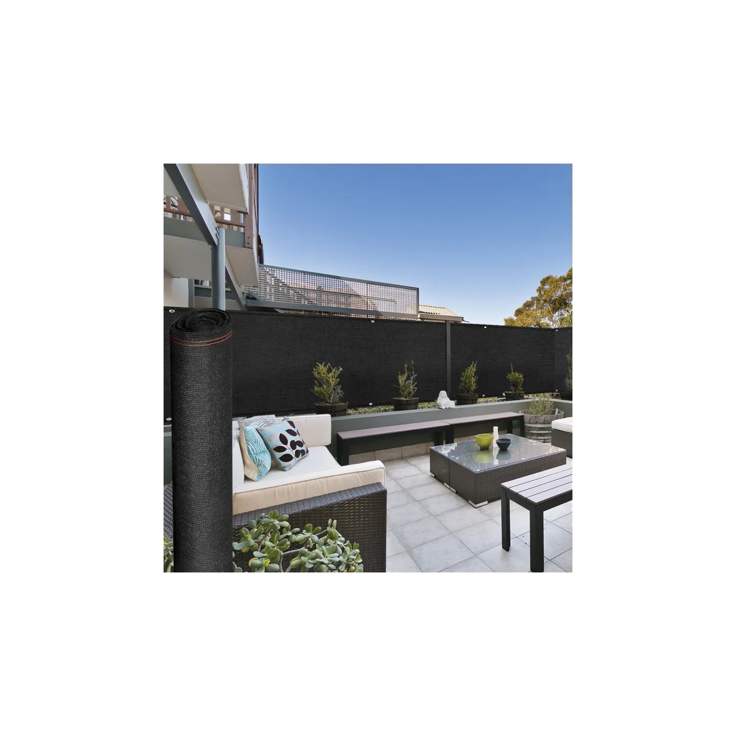 Brise vue renforcé 1,8 x 10 M noir 220 gr/m² luxe PRO