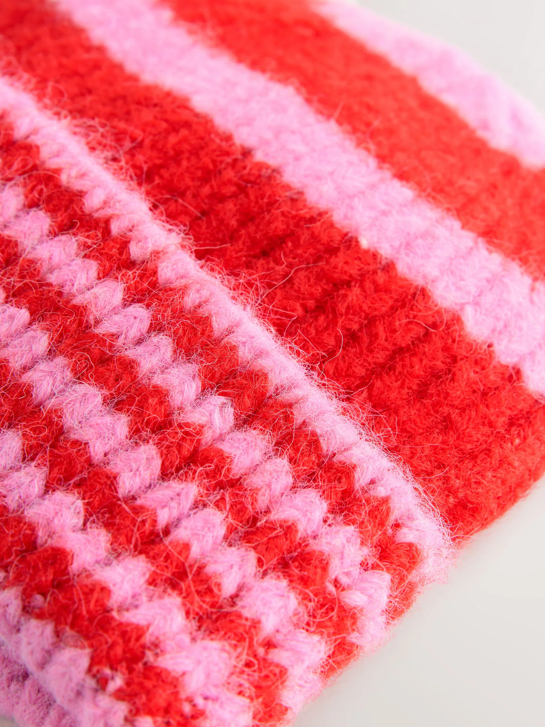 Rood/roze - Stripe Knitted Beanie Hat