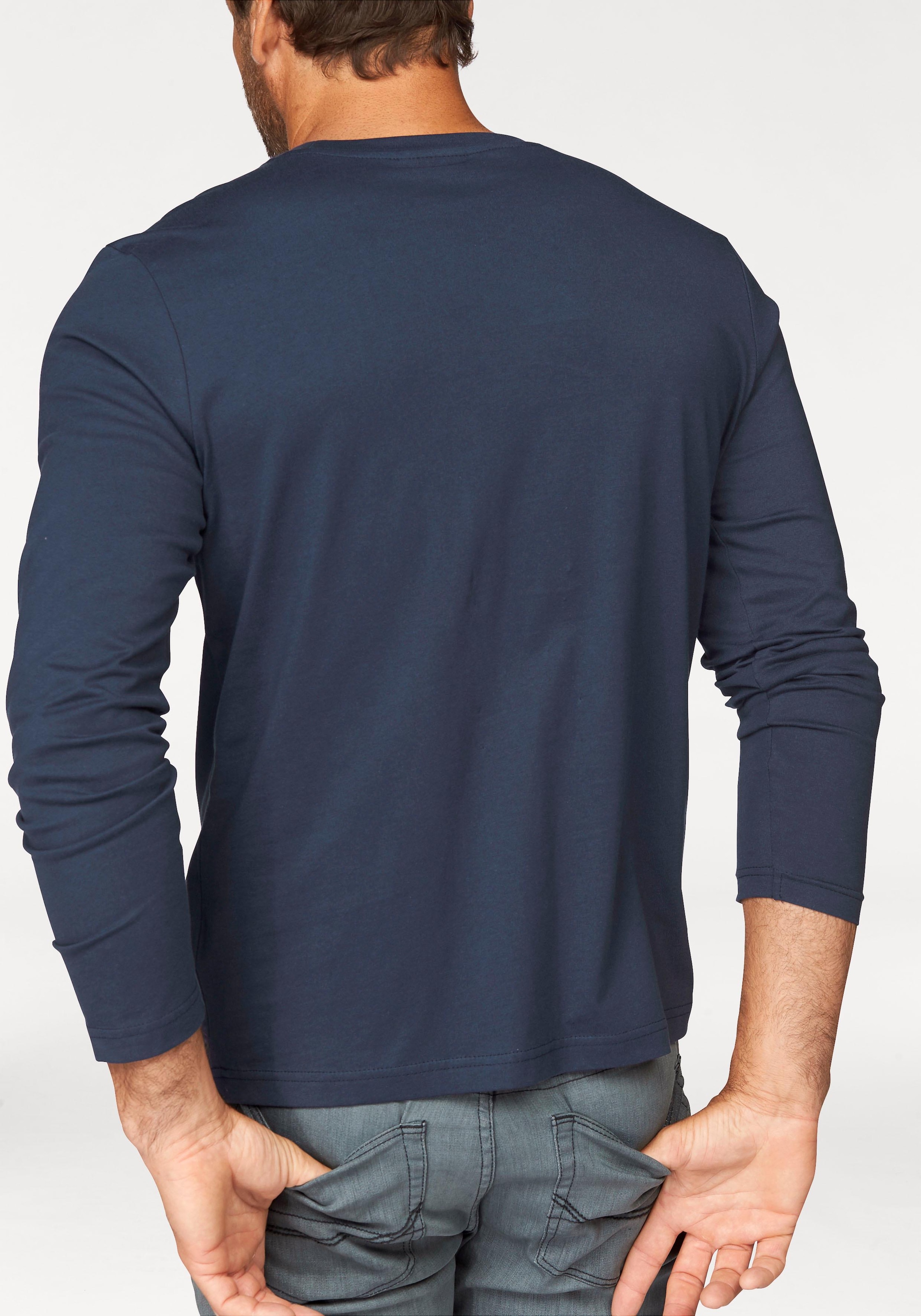 Man's World Langarmshirt »neue Farbe !«, Langarm,  unifarben,  aus Baumwolle,  im 3er-Pack