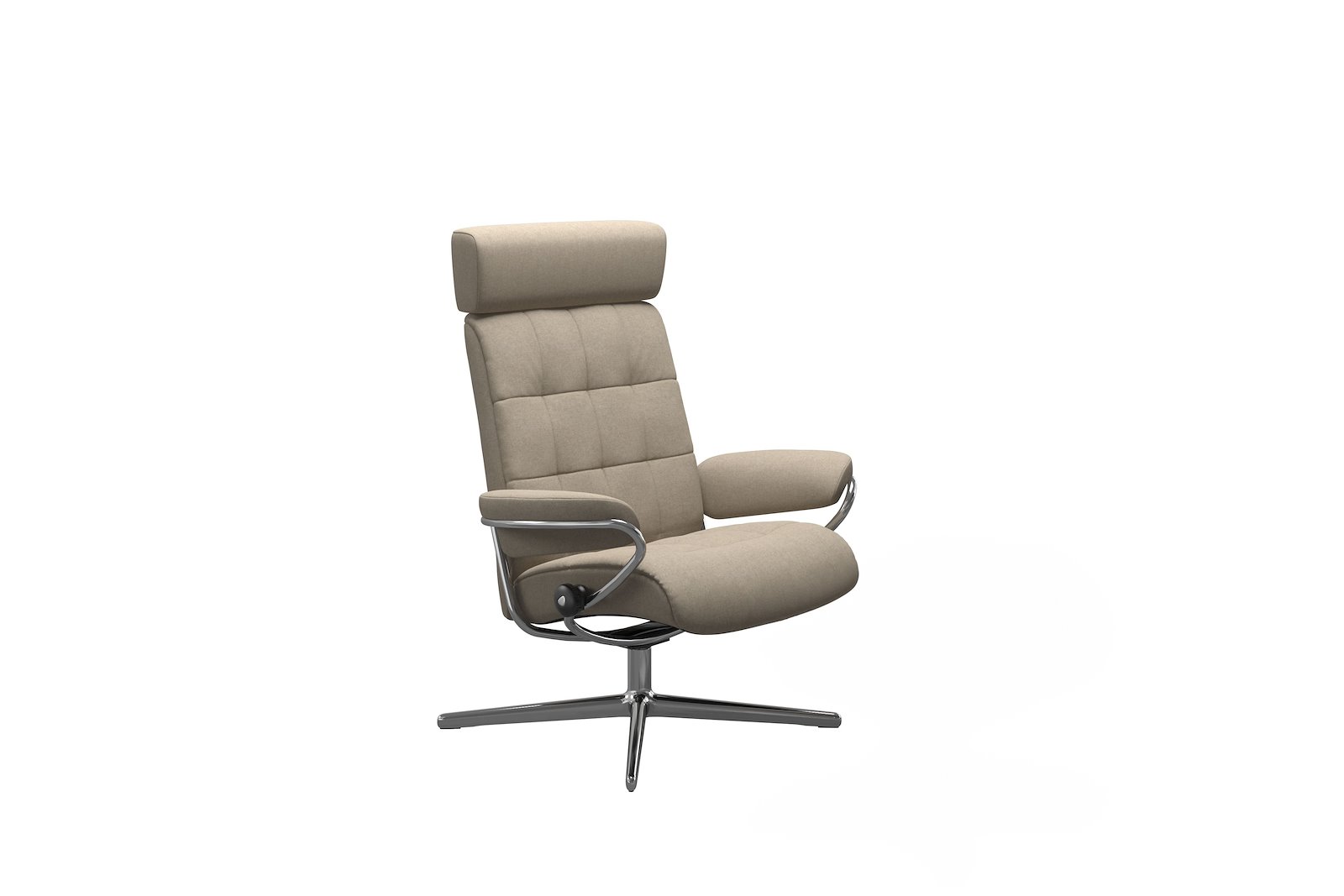 London lenestol Tekstil Calido Light Beige - Cross - Chrome