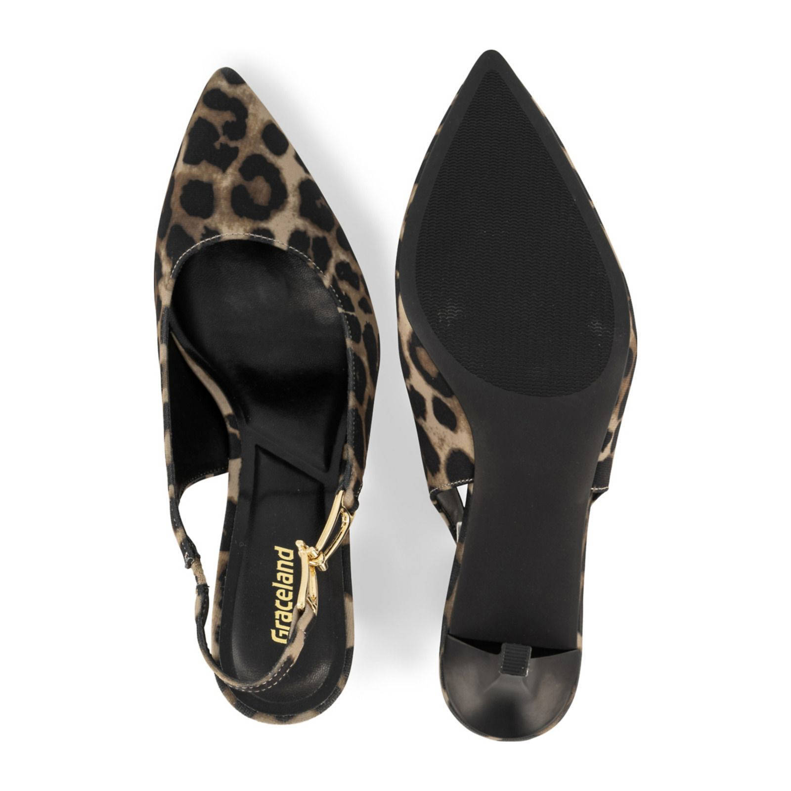 Graceland slingback pumps met panterprint bruin