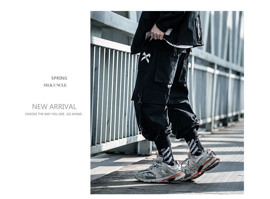 GRAYCIOUS - Mid Rise Cross Straps Buckled Cargo Baggy Pants