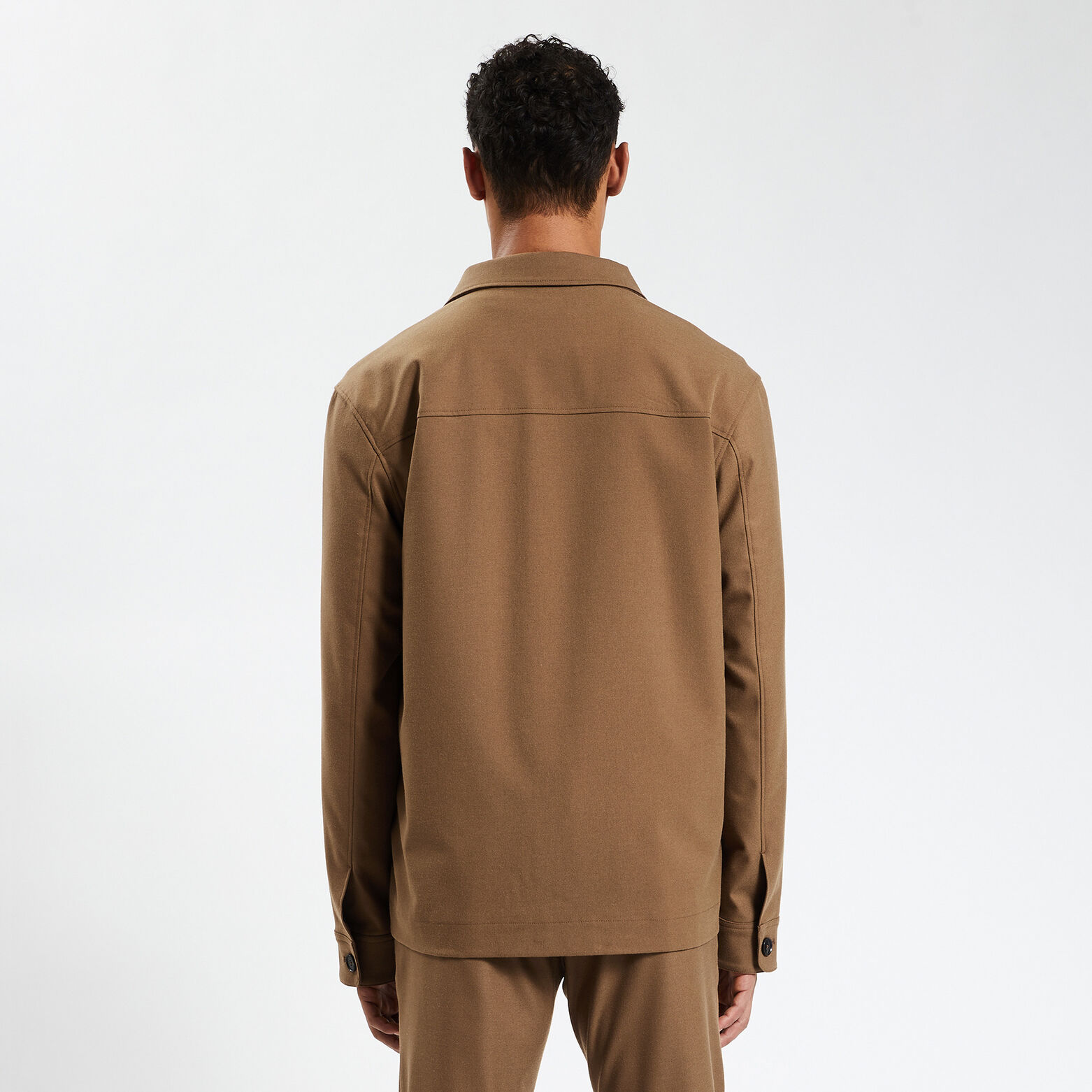 Surchemise regular unie polyester recyclé Camel