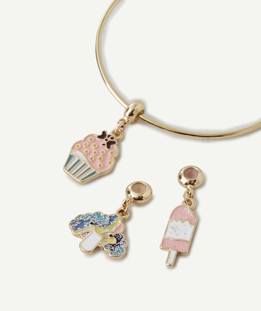 BRACELET JONC COULEUR DORÉE AUX CHARMS GOURMANDISES