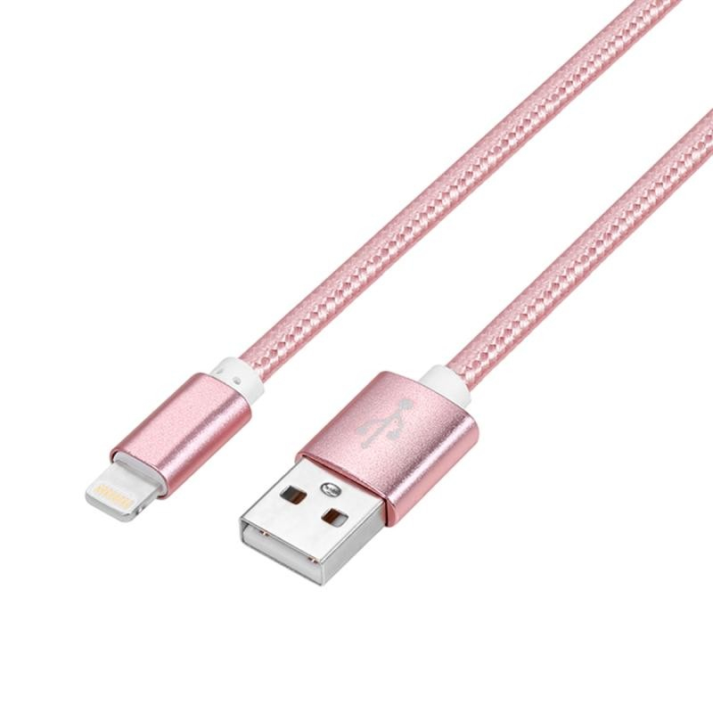 (1m) 2.4A MFi USB A auf Lightning Schnellladekabel Nylon Datenkabel - Rosa