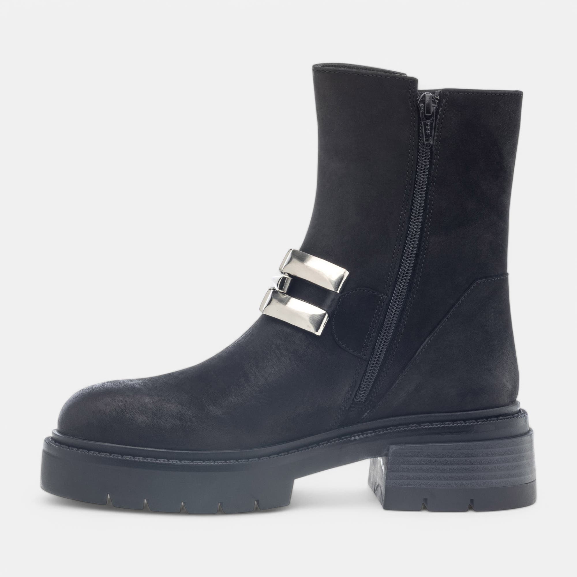 Boots à talon Femme en cuir noir