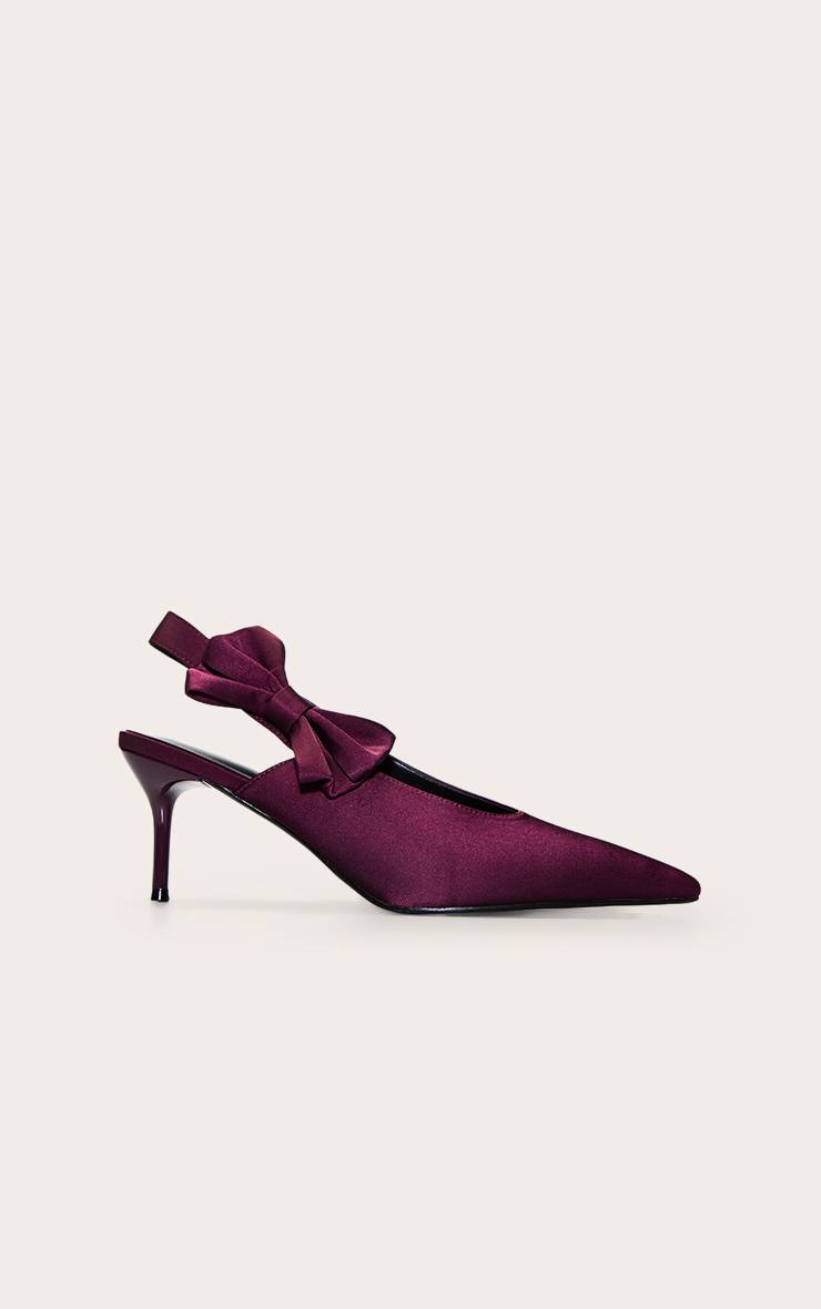 Prune Escarpin À Bride Arrière En Velours Avec Nœud
