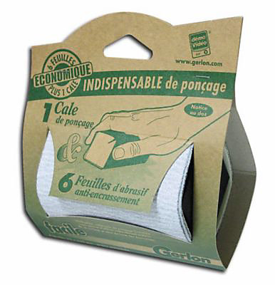 Pack 1 cale de ponçage & 6 feuilles d'abrasif anti-encrassement Gerlon