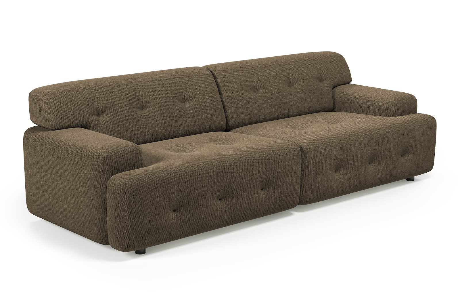 Bob 3-seter Tekstil Mito 176 Dark Brown med sorte ben.