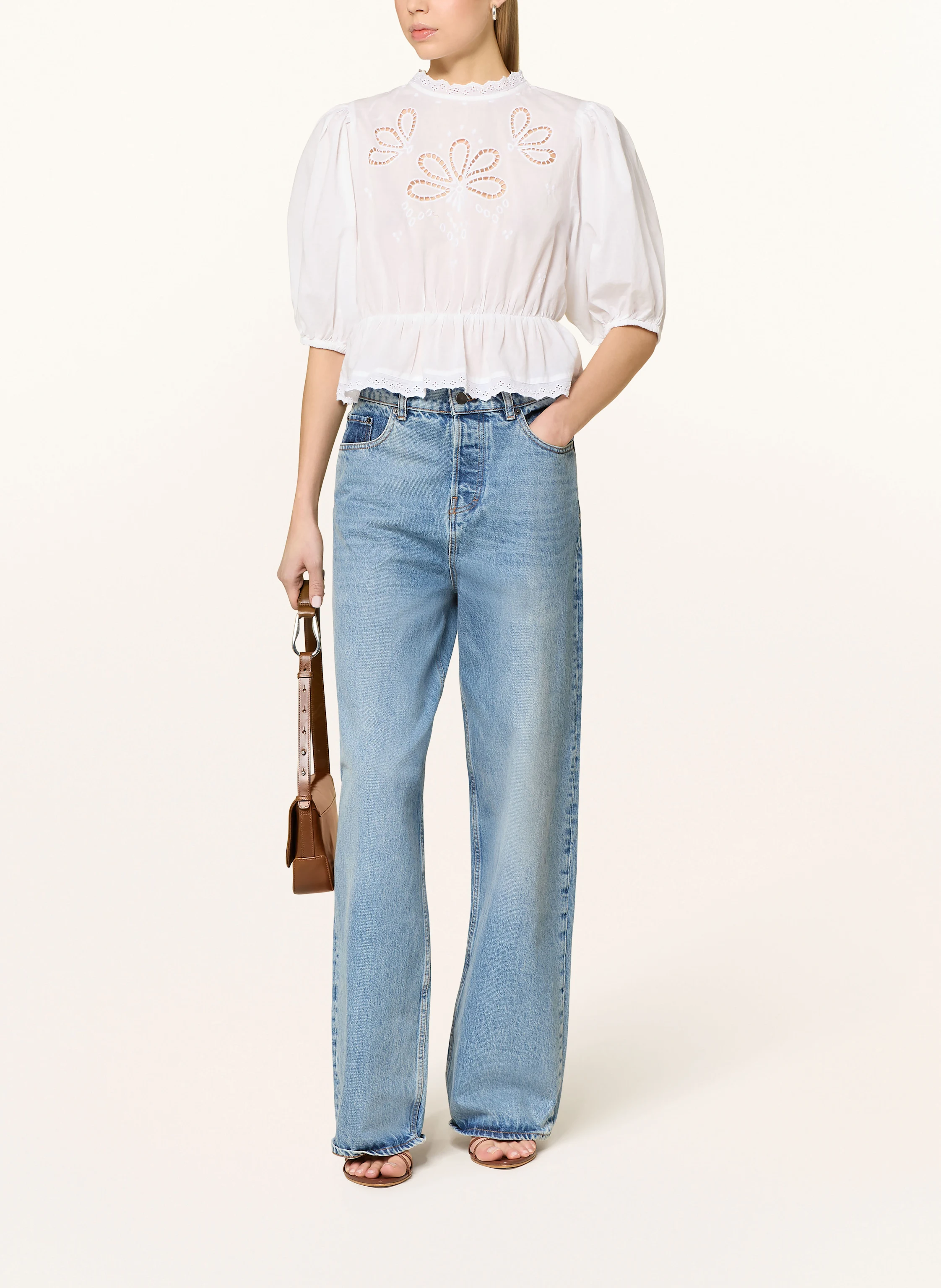 gina tricot Blusenshirt mit Lochspitze