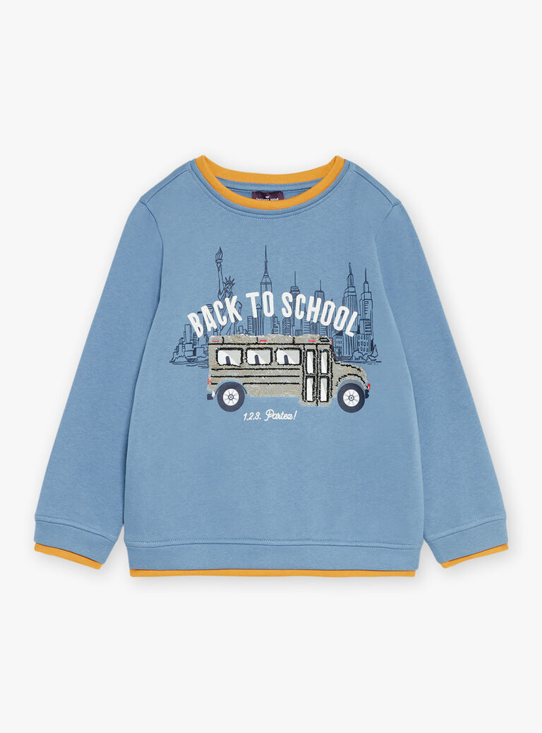 Sweat bleu en molleton gratté