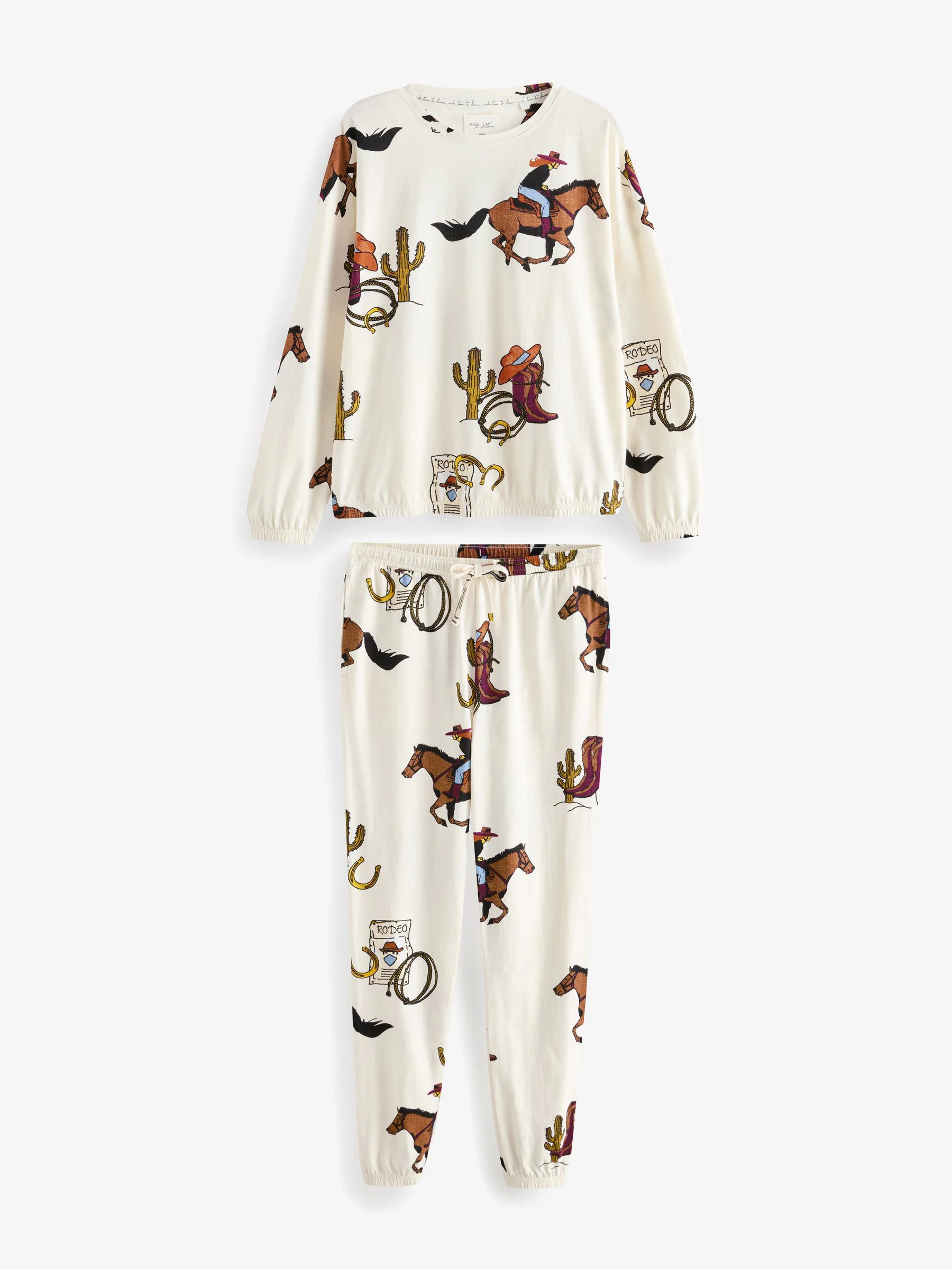 Ecru cowboylaarzen - Pyjama met lange mouwen
