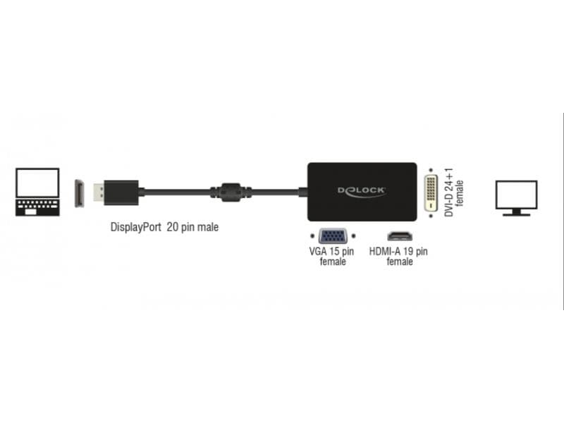 Delock Multiadapter DisplayPort - DVI-I/HDMI/VGA Adapter