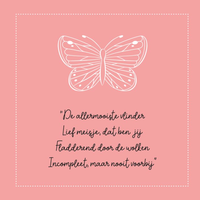 Kleine Vlindervoetjes | Condoleancekaart | De allermooiste vlinder