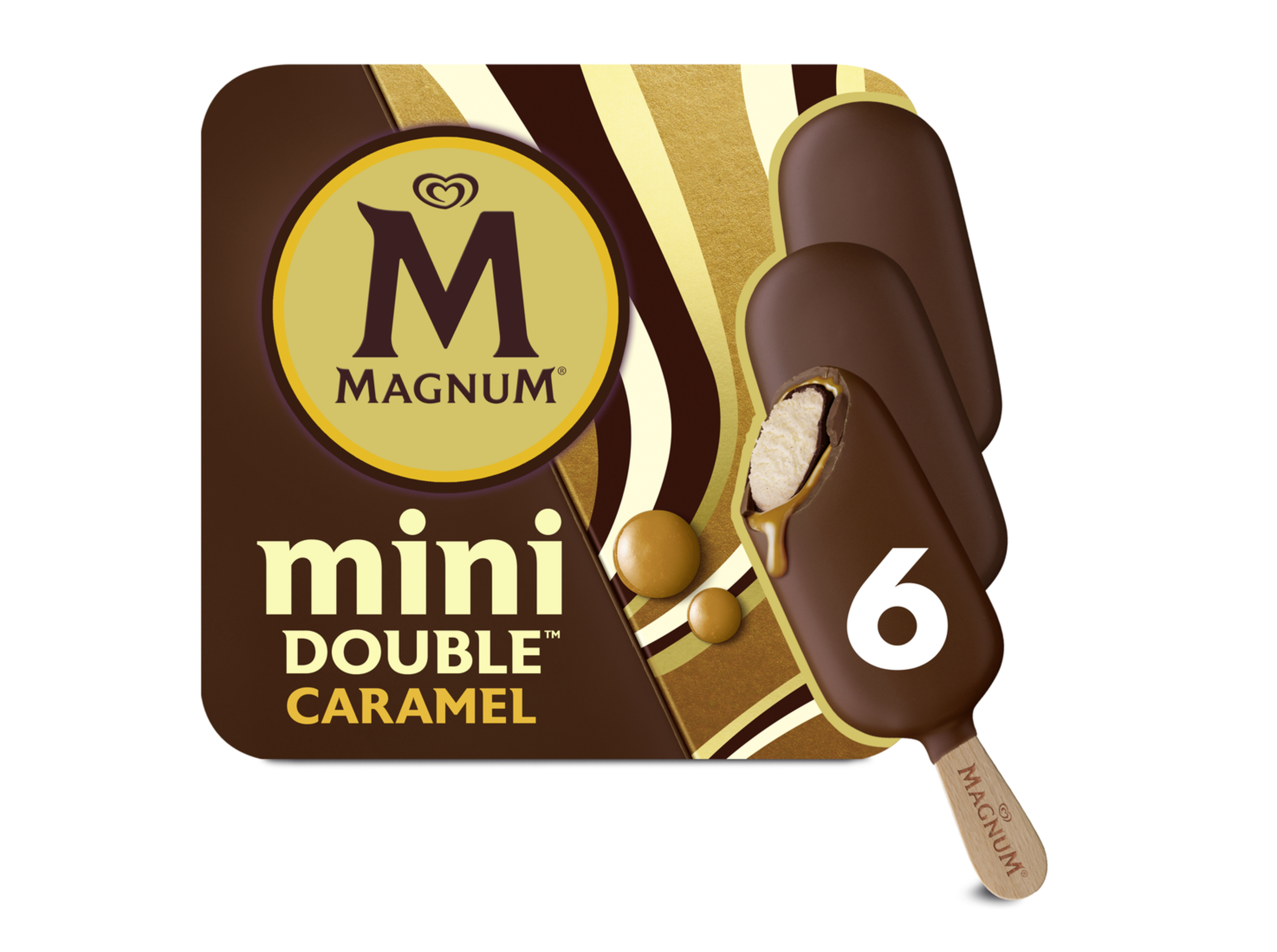 GELADO MAGNUM MULTIPACK MINI DOUBLE CARAMELO 6X60ML