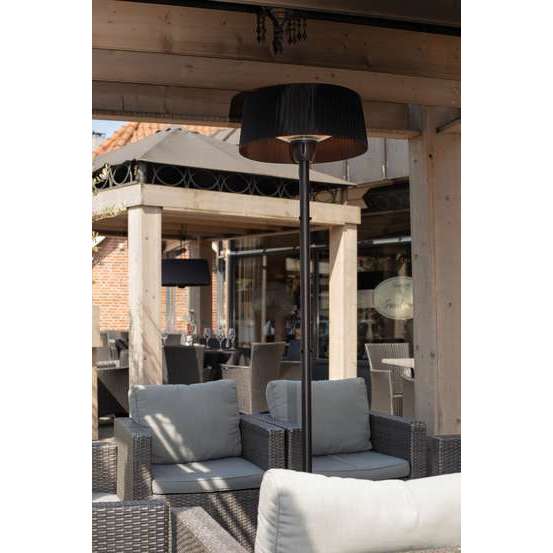 Chauffage d'extérieur sur pied en aluminium noir - H 195 x D.50 cm