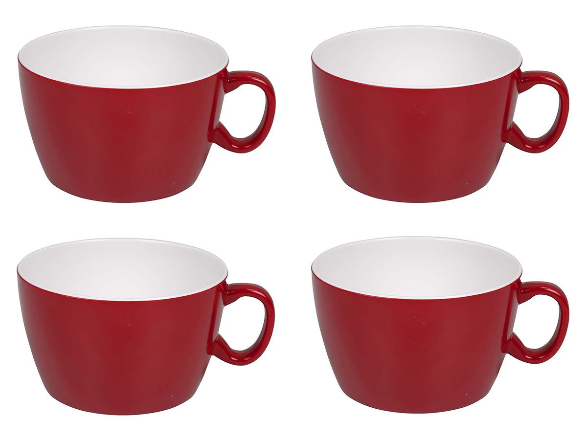 Bo-Camp Two-Tone Set van 4 melamine soepkommen - Red
