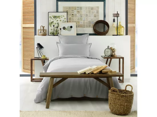 HEDDA - Housse de Couette 140x200cm Flanelle de Coton Coloris Brume