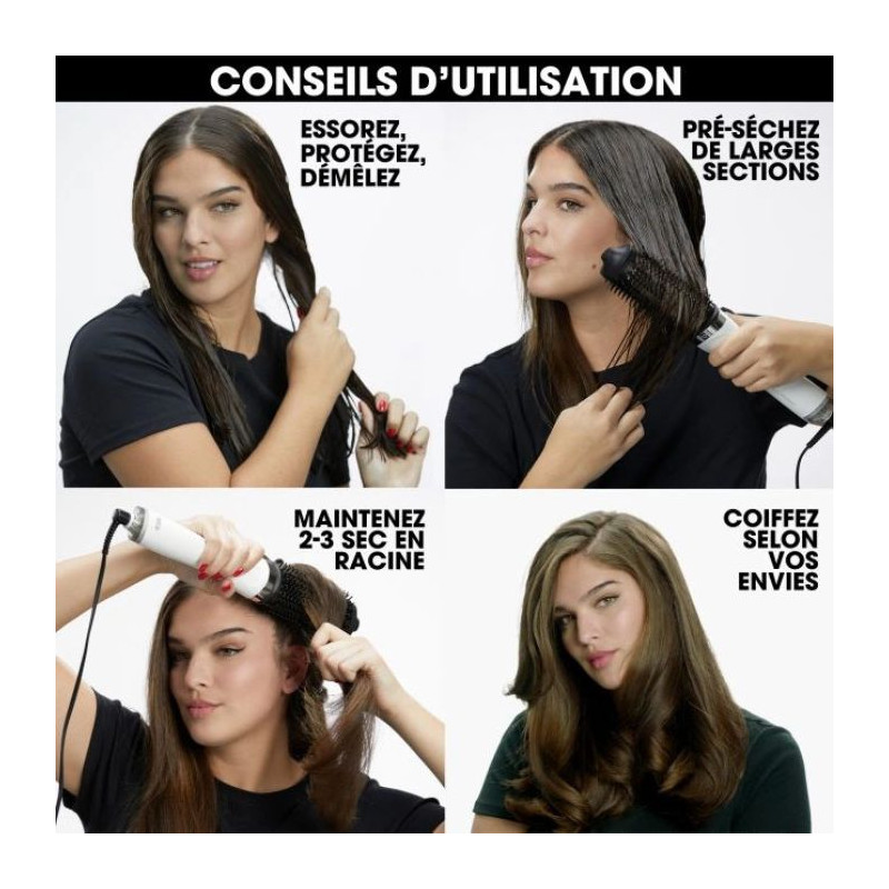 Duo brosse soufflante 2-en-1 Duet Blowdry blanc avec crème volume brushing ghd 100ml