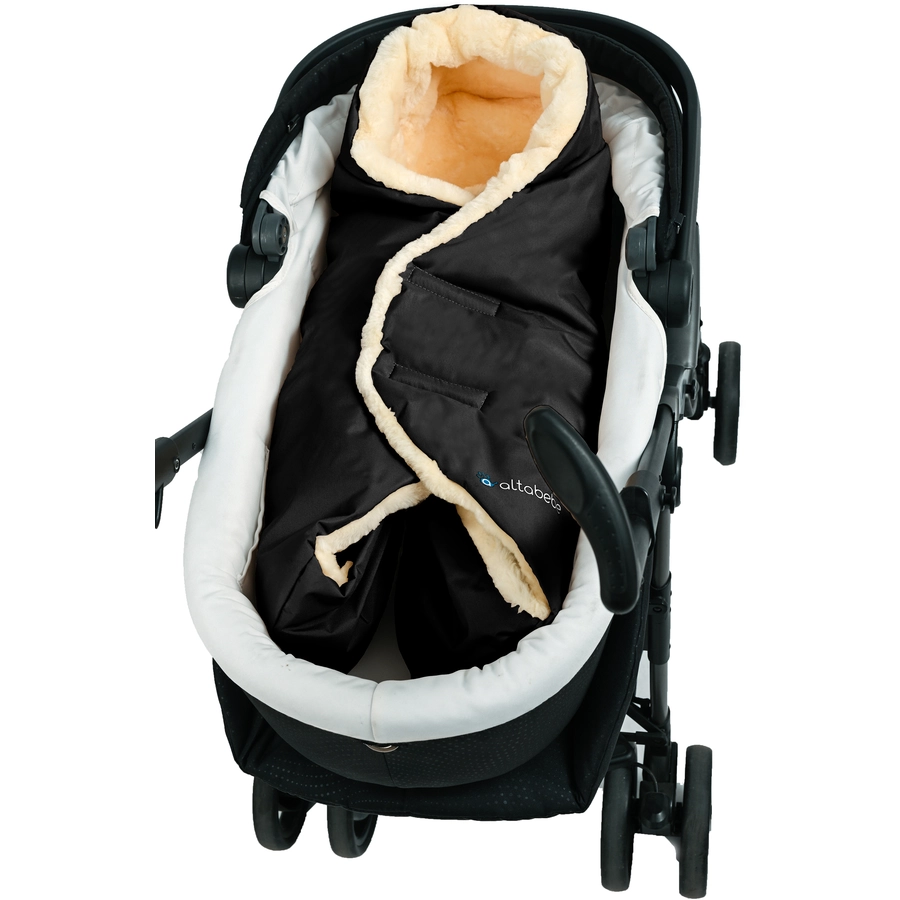 Altabebe Lammfell Umschlagdecke Schwarz