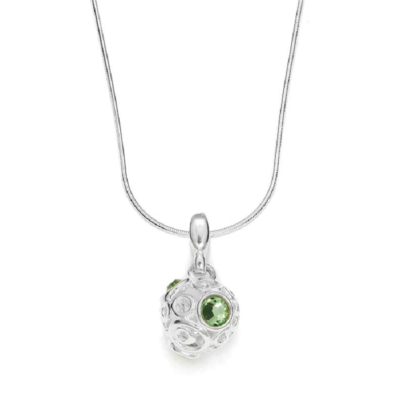 Collier argent 925 et cristaux verts