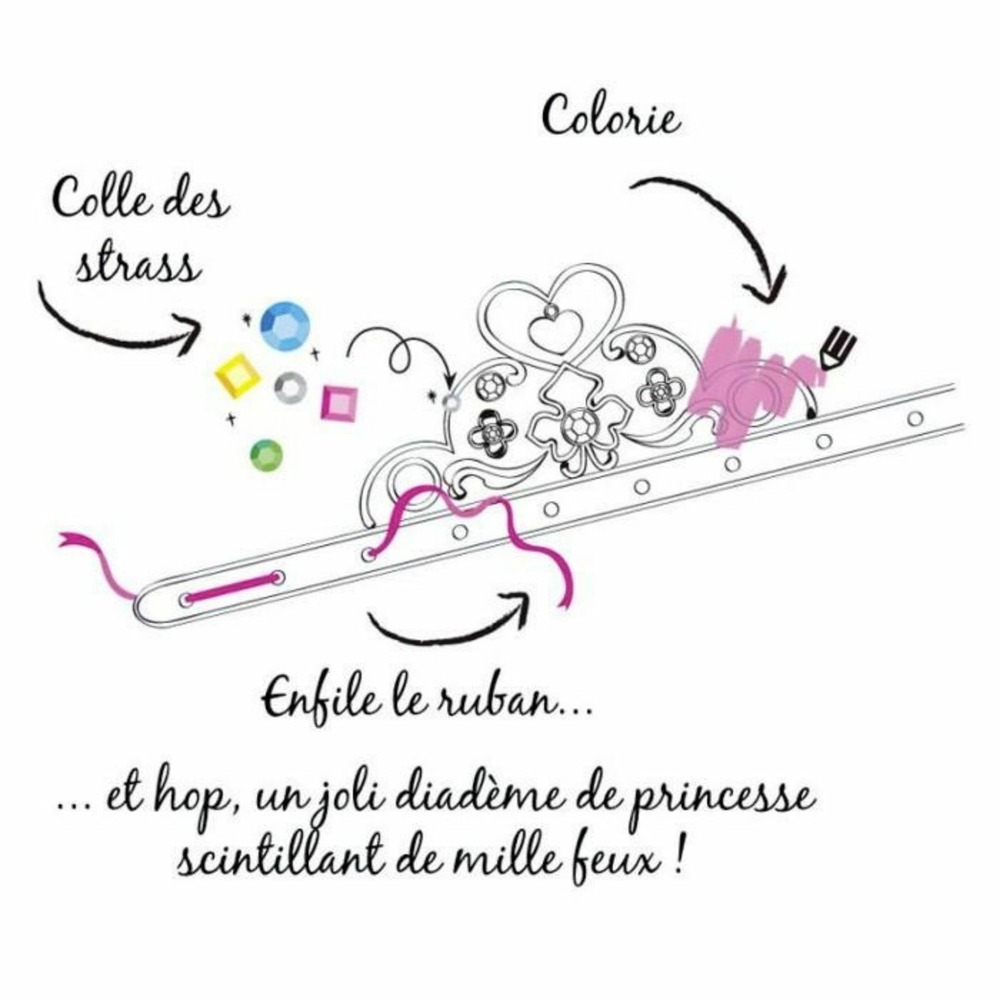 12 diadèmes de princesse avec rubans à décorer