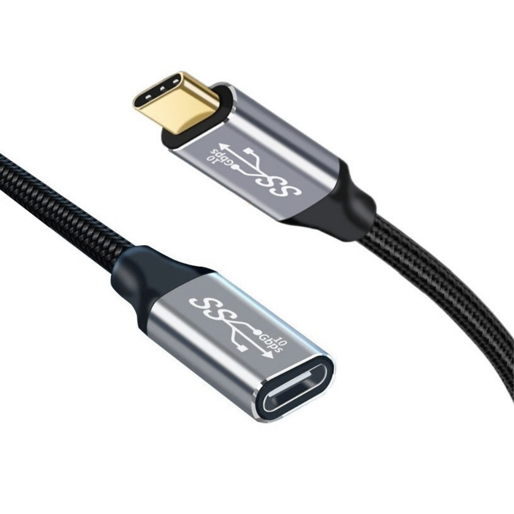 (3m) 100W PD USB C auf USB C Kabel Verlängerungskabel Adapter 4K@60Hz - Schwarz / Grau