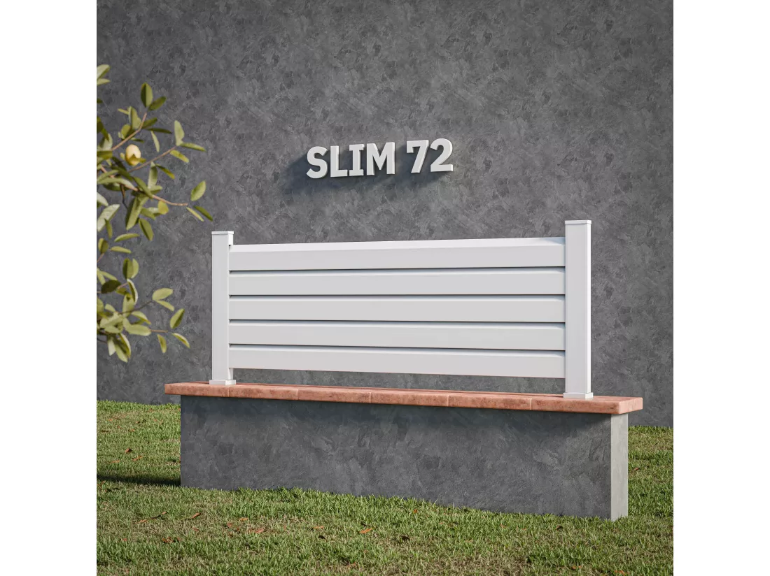 Kit Clôture SLIM PVC Blanc H. 72 cm x L. 5.60 m - 5 Lisses claire-voie