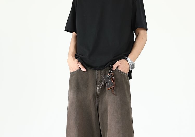 Orungeetun - Mid Rise Washed Wide Leg Jeans