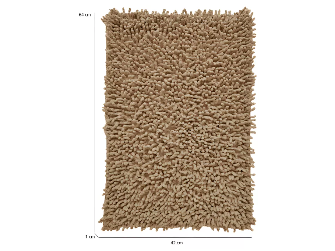 Tapis de salle de bain 40 x 60 cm en coton chenille beige - NAPOLEON