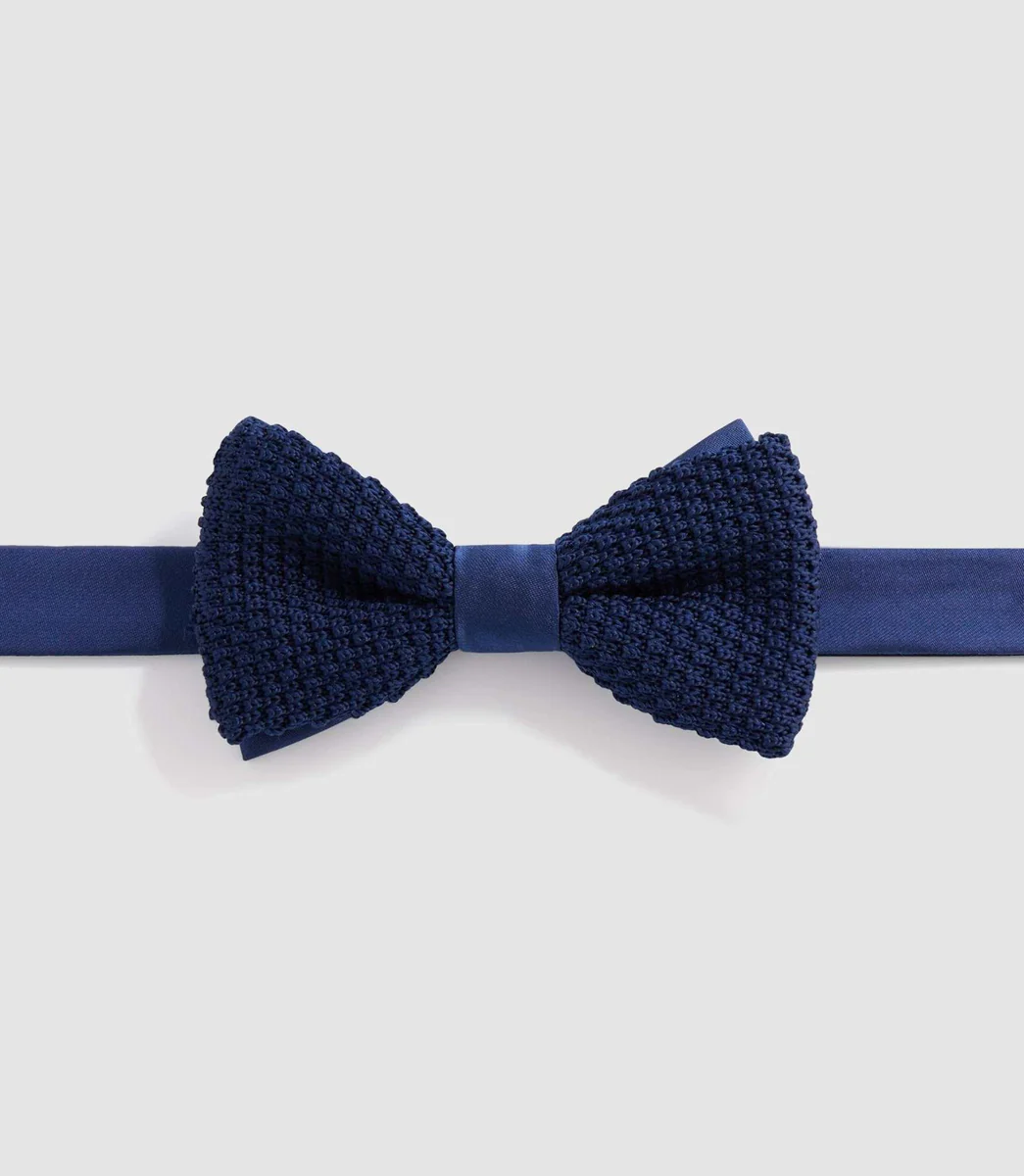 Nœud papillon en tricot marine