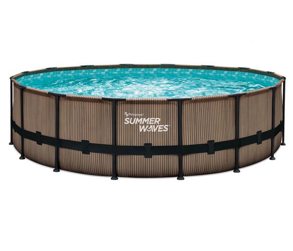 Summer Waves Frame Pool Elite, teak, rund