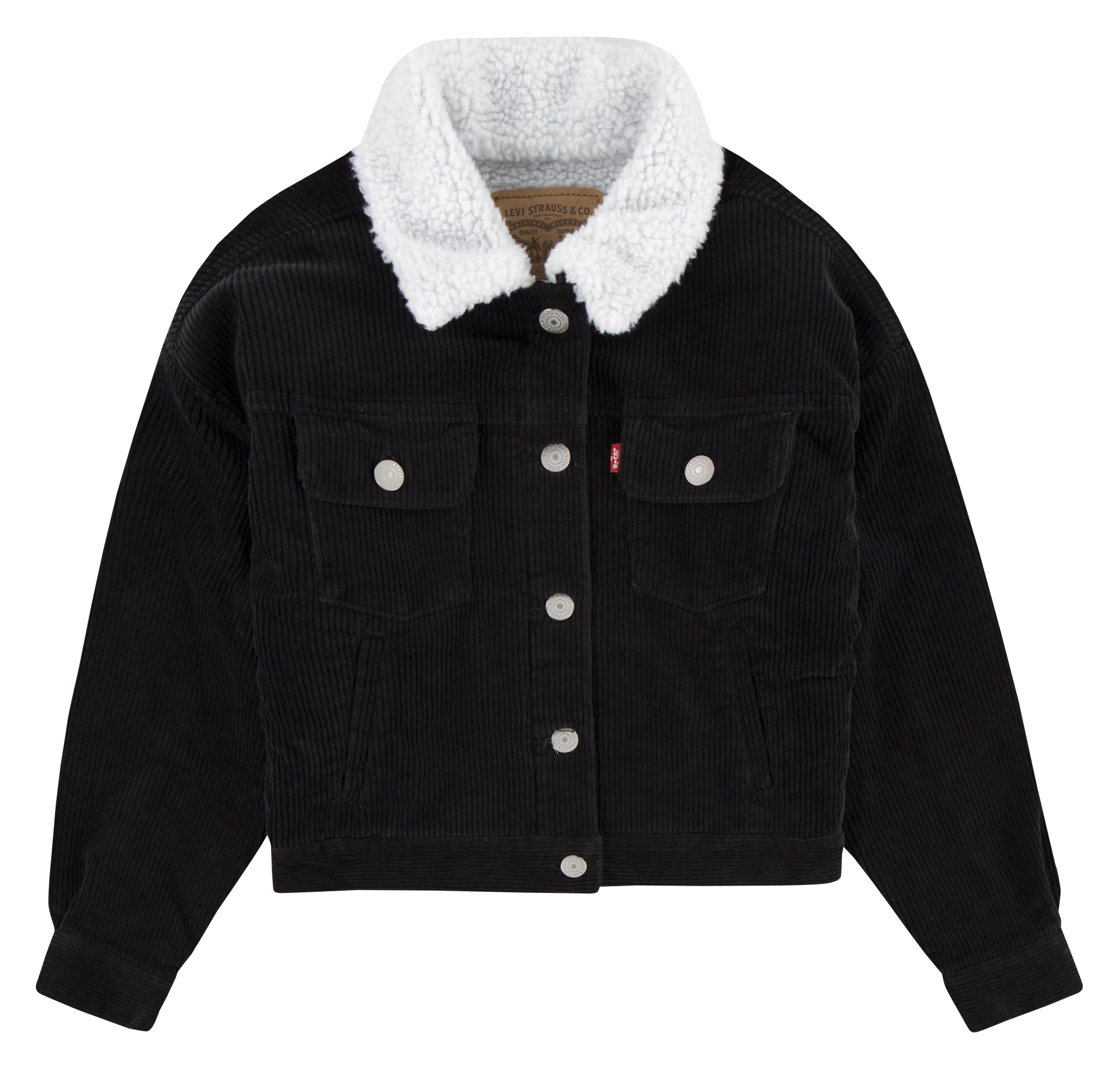 Veste courte en coton côtelé | Noir
