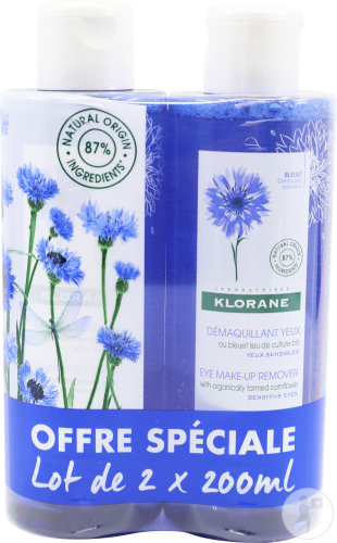 Klorane Démaquillant Yeux Au Bleuet Flacons 2x200ml