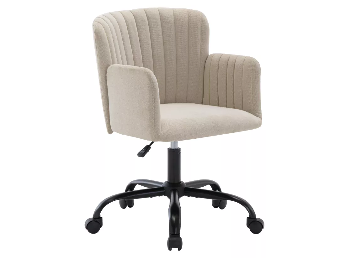 Chaise de bureau - Tissu - Beige - Hauteur réglable - TOARA