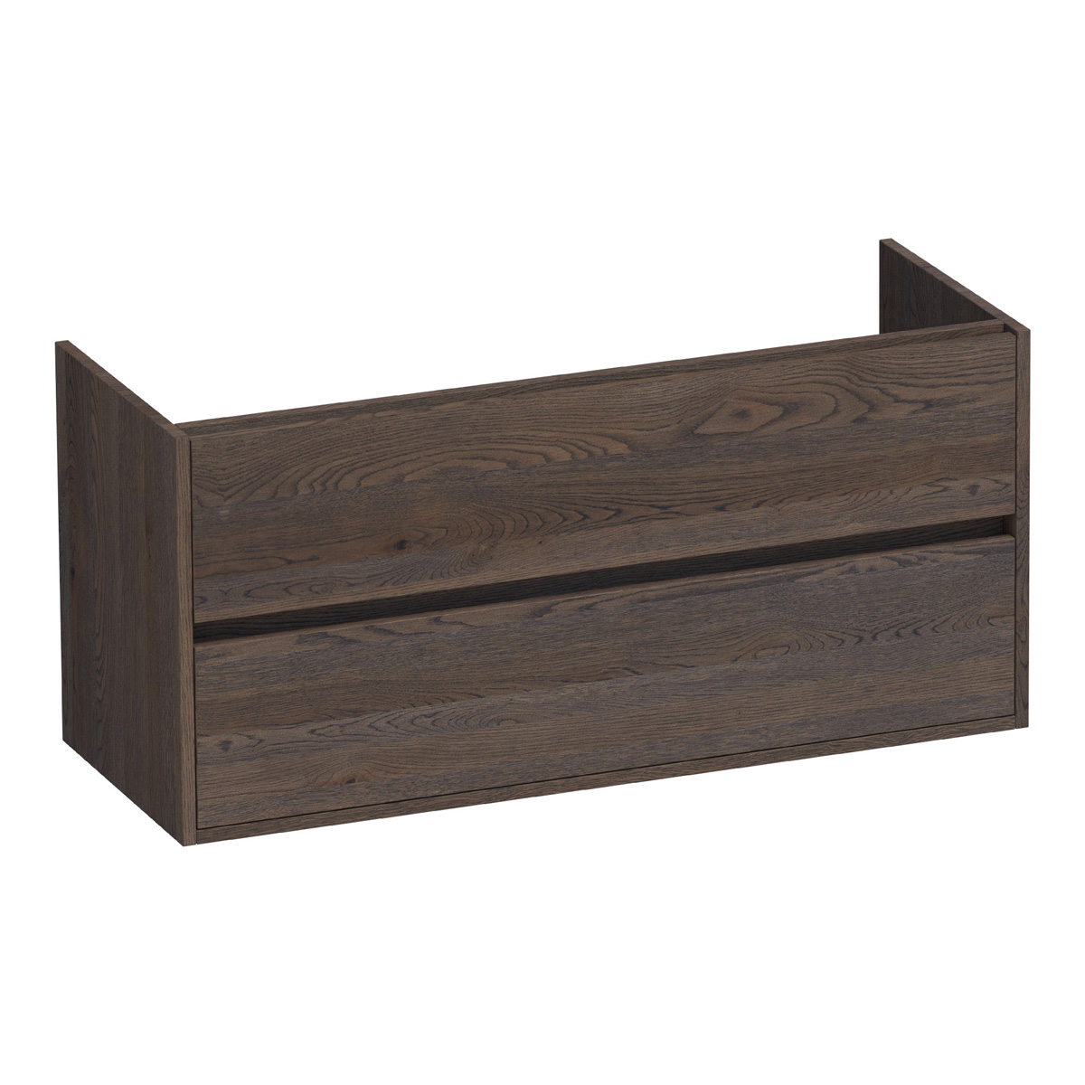 Brauer Adore onderkast 120cm met 2 softclose lades en 2 sifon uitsparingen lamellen eiken zwart