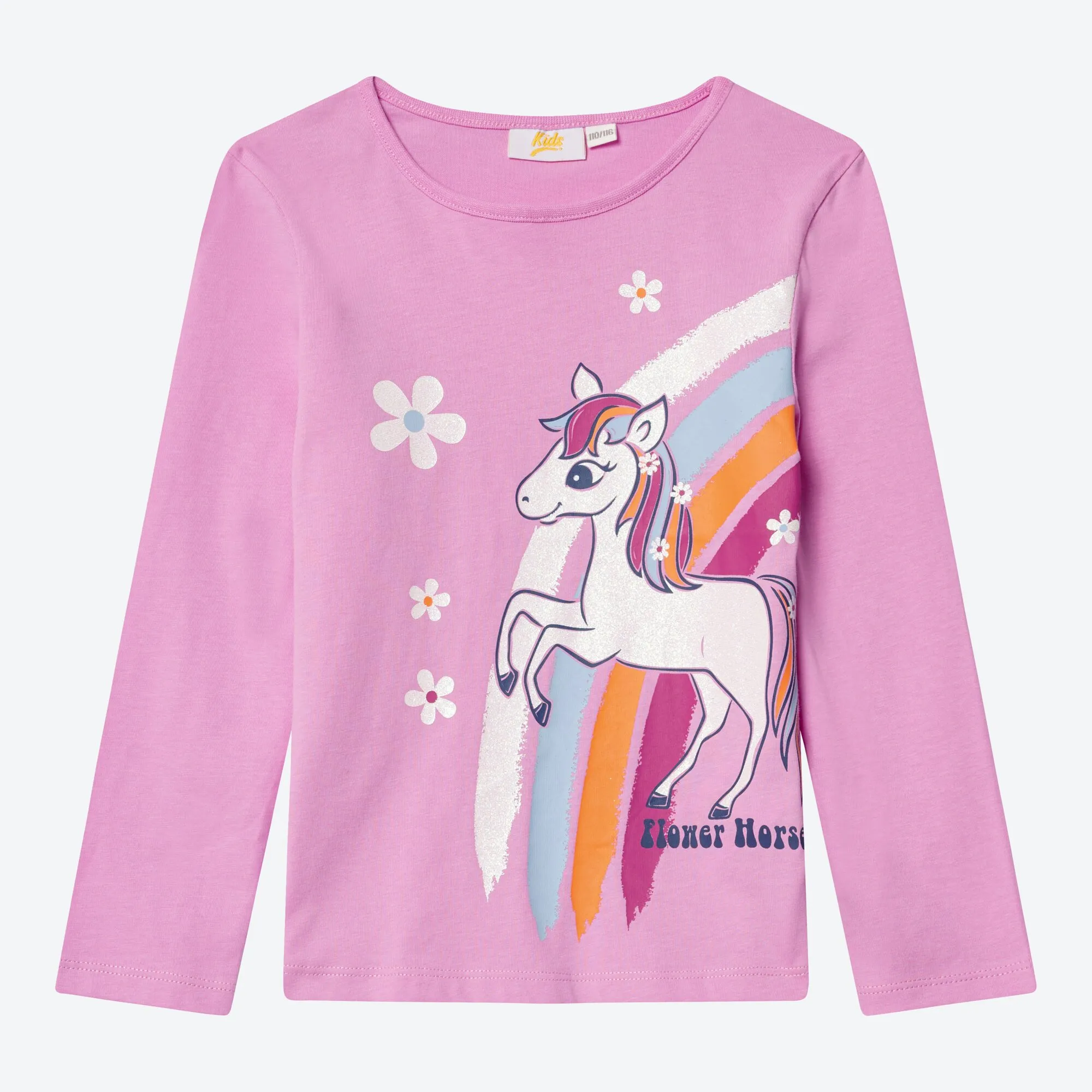 Mädchen-Shirt mit Pferde-Frontaufdruck