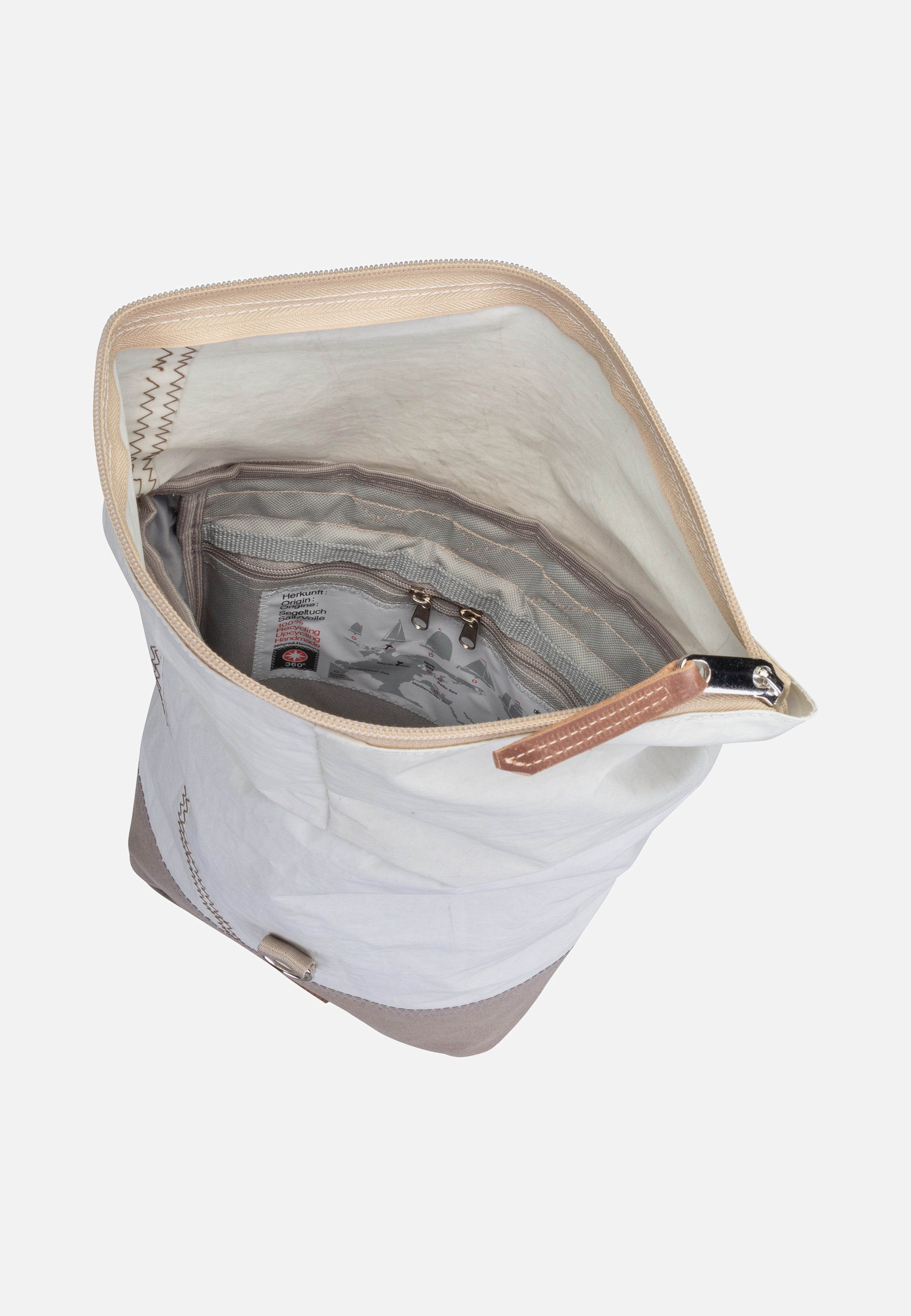 Möwe Weiß/Balken Persenning Taupe - Rucksack