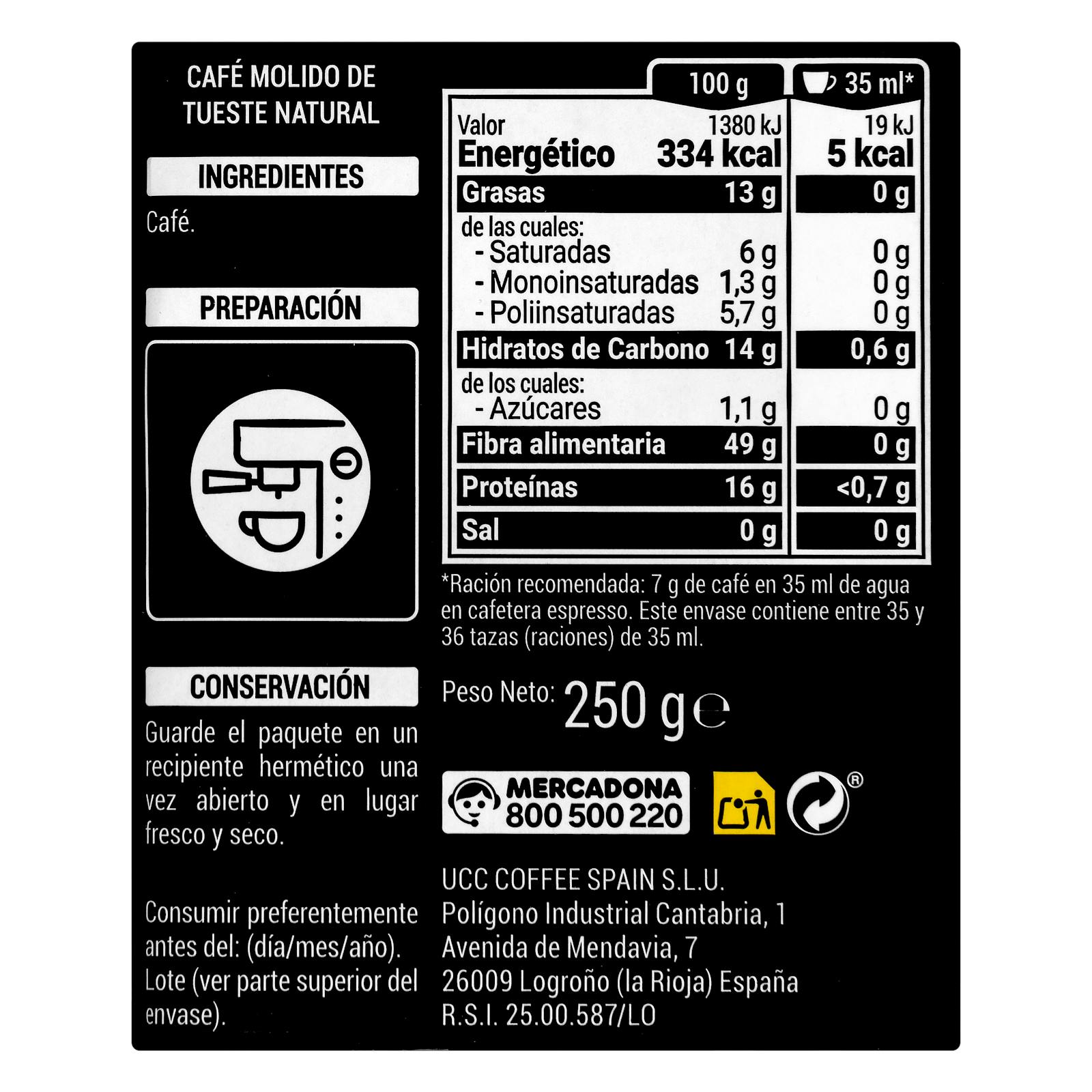Café moulu naturel Hacendado Espresso