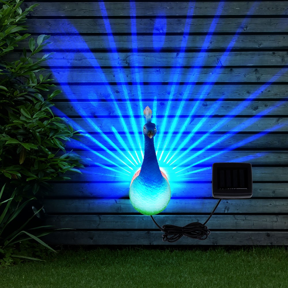 RGB LED Solarleuchte, Pfau-Design, Wandmontage, L 11 cm