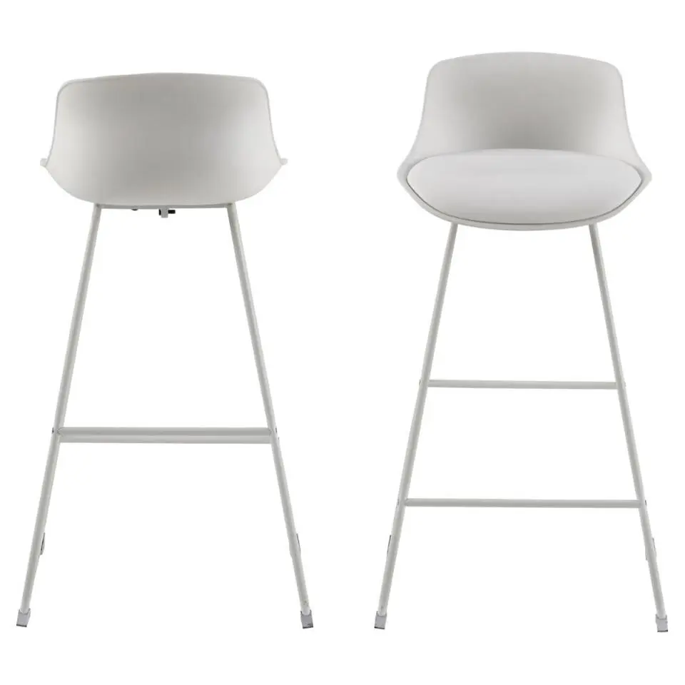 Barkruk Wit PU - Zithoogte 76cm - 43x49x94cm - Sithney - Set van 2