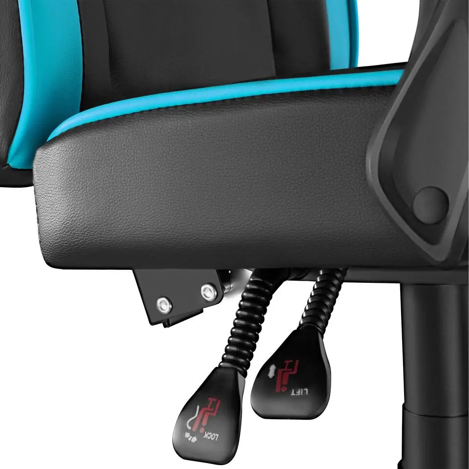 tectake Racing bureaustoel Comodo met voetsteun , Zwart/azuur