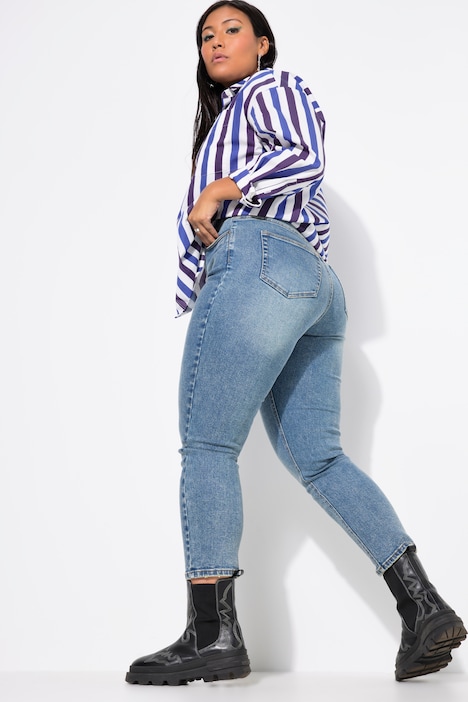 Mom-Jeans, wide Legs, 5-Pocket, Elastikbund