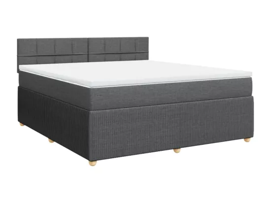 Sommier à lattes de lit avec matelas Gris foncé 180x200cm Tissu
