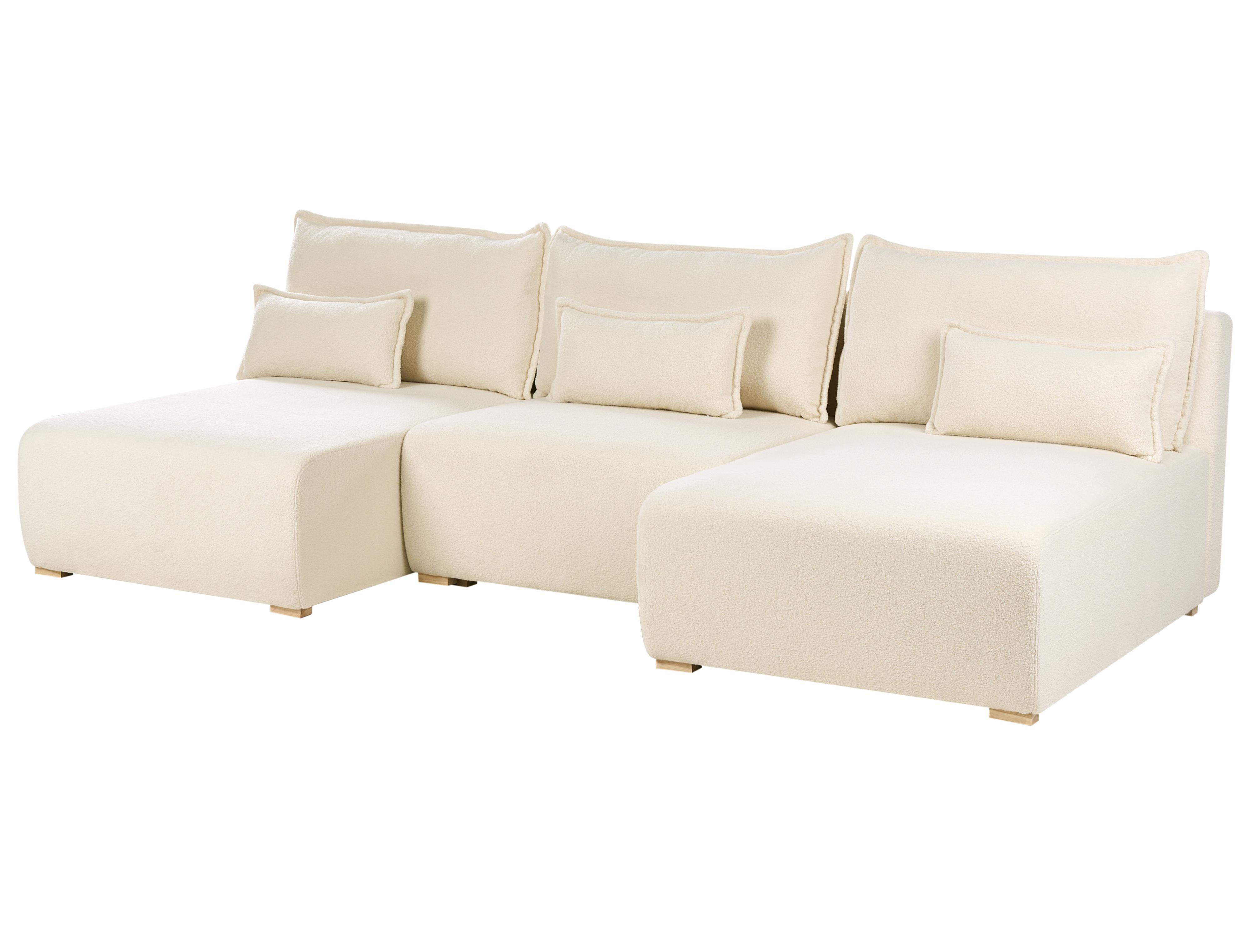 Modulaire U-vormige bank NERBO Bouclé Gebroken wit