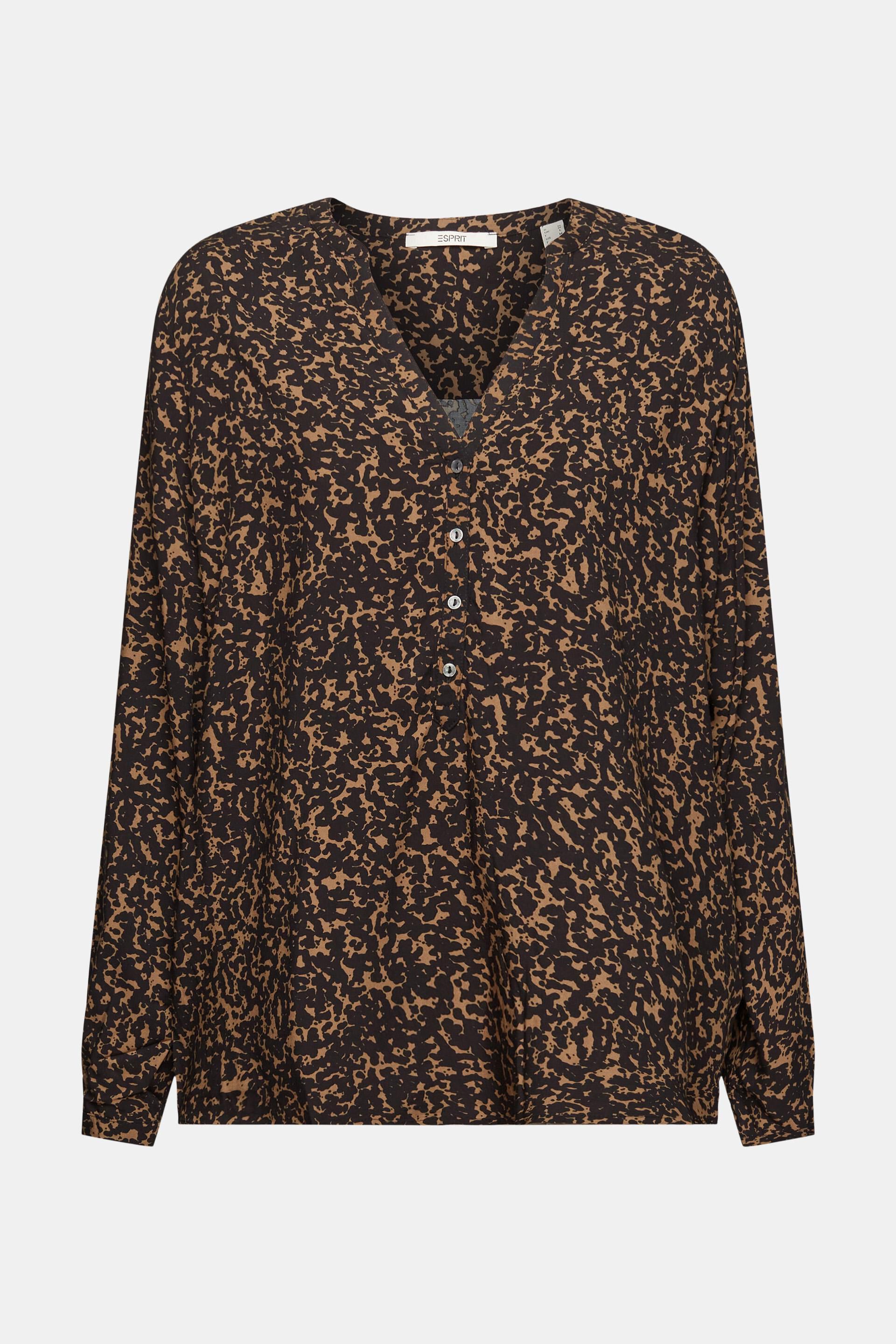 Blouse à encolure fendue animée d'un motif, LENZING™ ECOVERO™