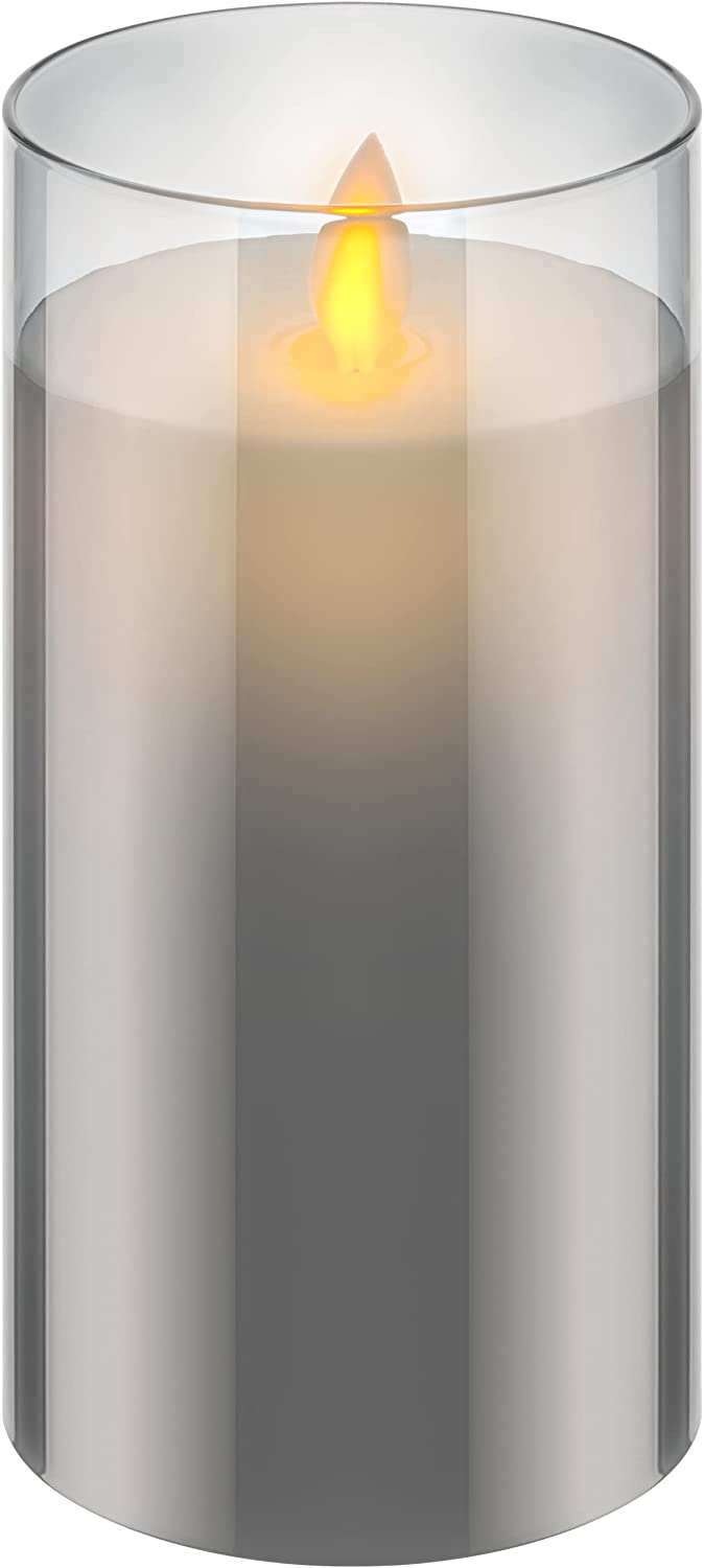 (3er Set) Echtwachs LED Kerze Home Deko Stimmungsleuchte im Glas (Batteriebetrieben) - Warmweiss